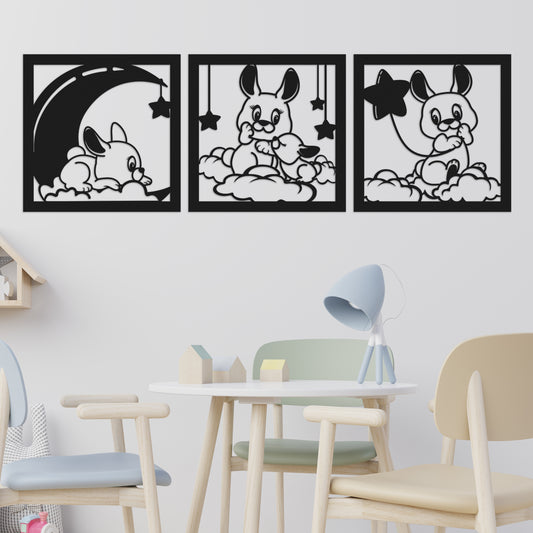 Rabbits for children - Triptych