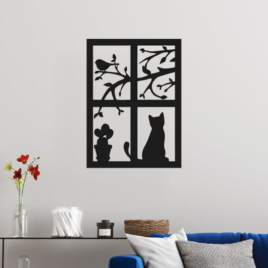 Animals in the window - Decorative painting